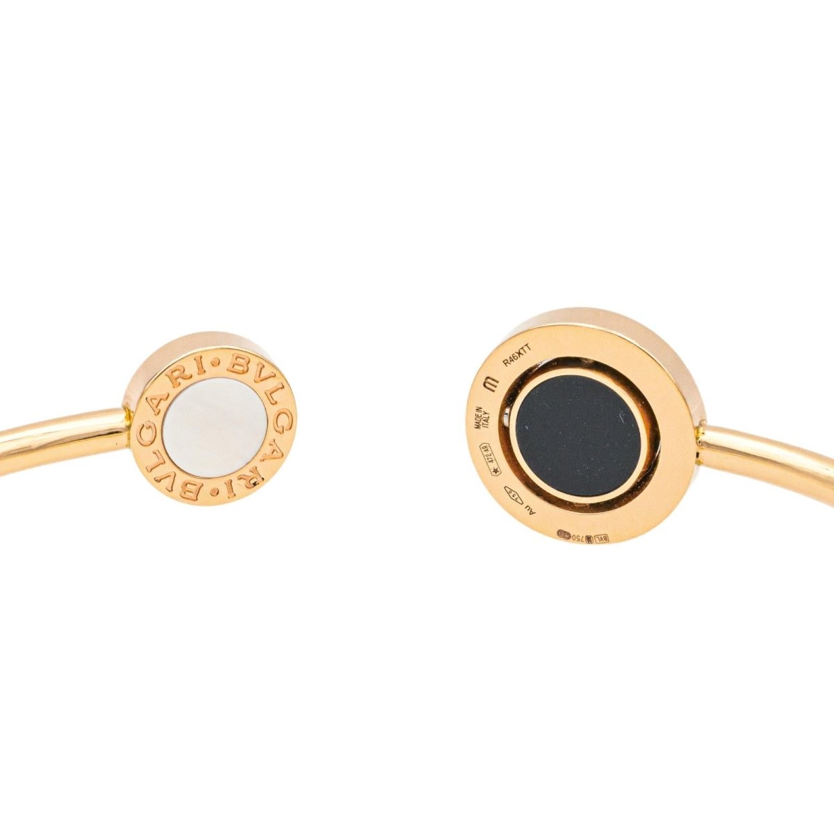 Bracelet Jonc BULGARI "BVLGARI BVLGARI" en or rose, malachite, nacre et onyx - Castafiore