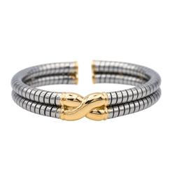 Bracelet Jonc BULGARI en or jaune et acier - Castafiore