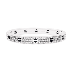 Bracelet Jonc CARTIER "Love" en or blanc, céramique et diamants - Castafiore