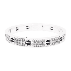 Bracelet Jonc CARTIER "Love" en or blanc, céramique et diamants - Castafiore