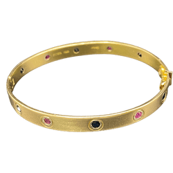 Bracelet Jonc CARTIER "Love Passion" en or jaune, rubis et saphirs - Castafiore