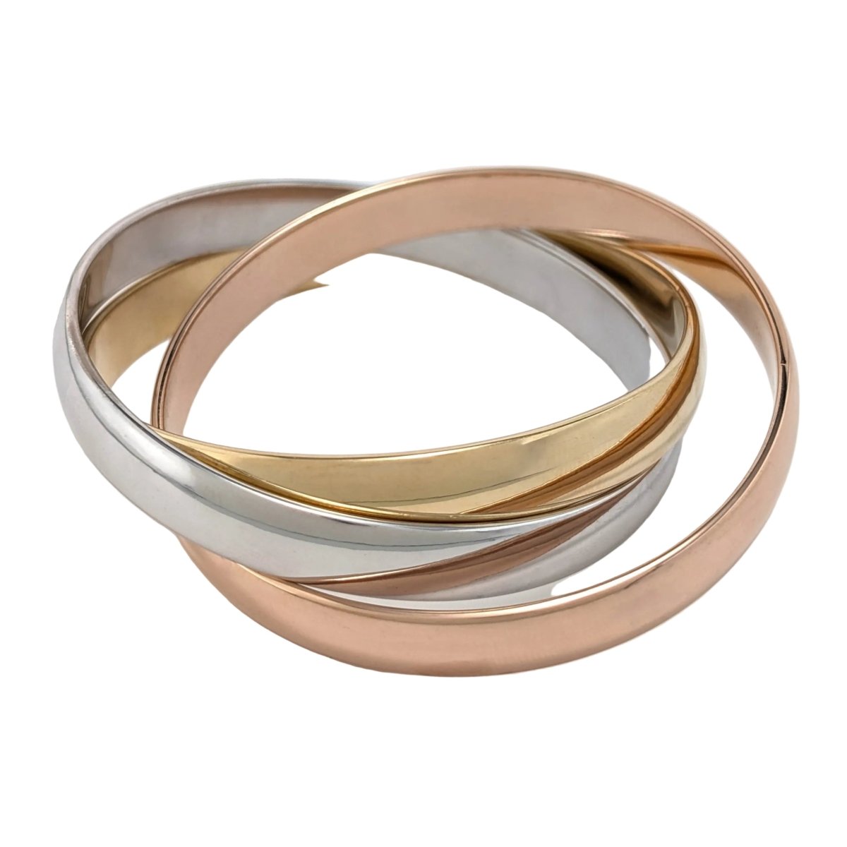 Bracelet Jonc CARTIER "Trinity" en or blanc, or jaune et or rose - Castafiore