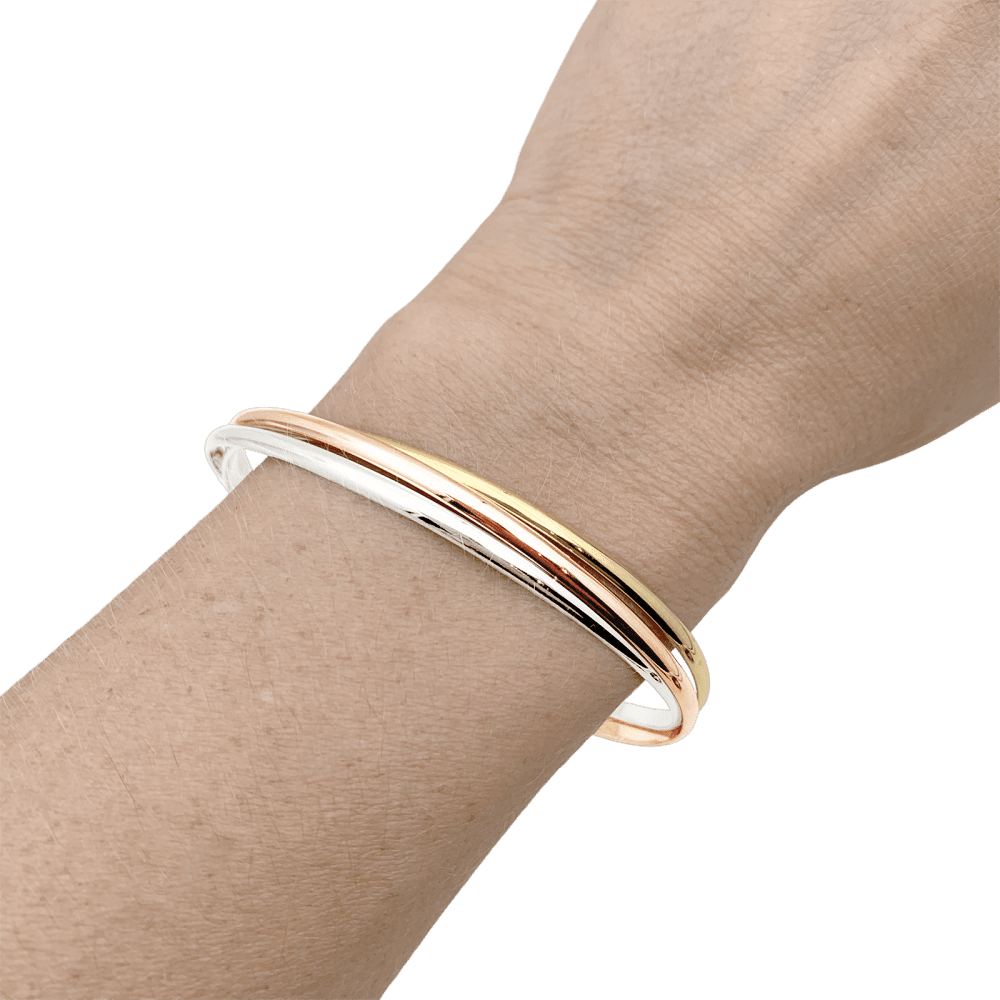 Bracelet Jonc CARTIER "Trinity" PM en or blanc, or jaune et or rose - Castafiore