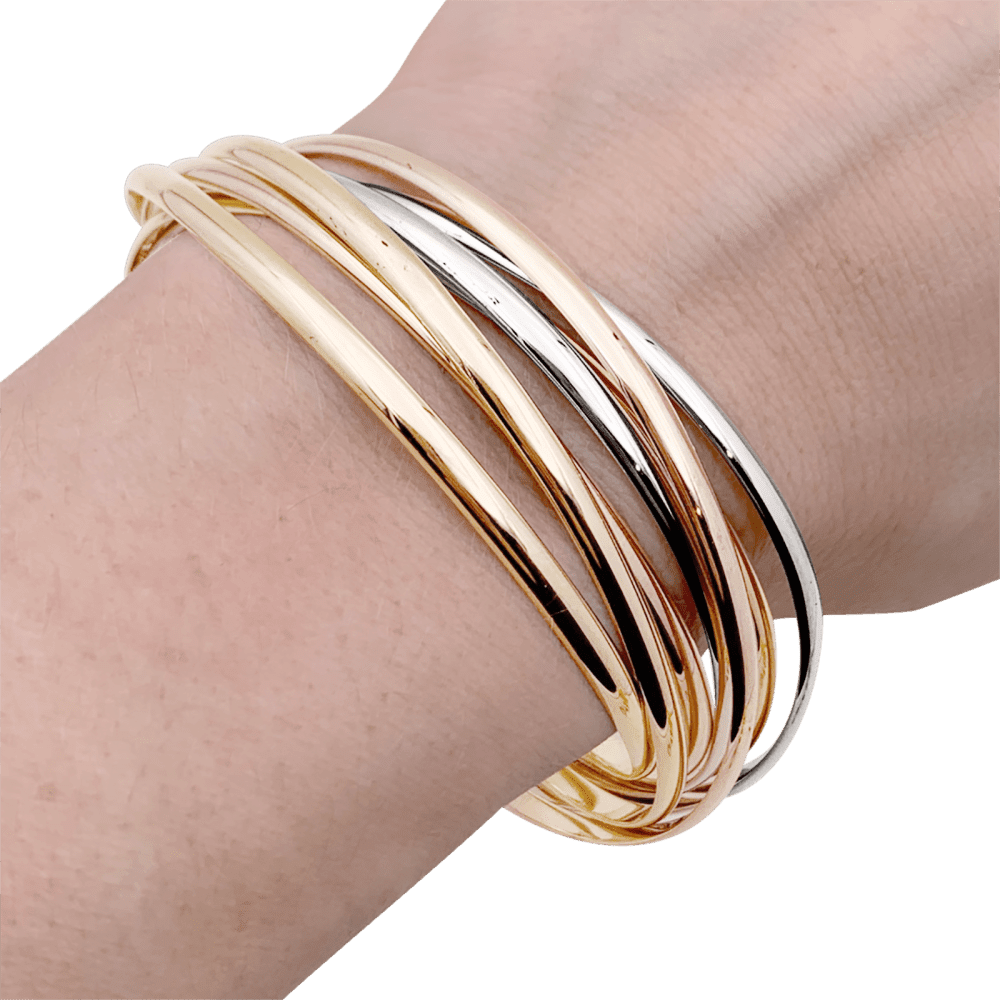 Bracelet Jonc CARTIER "Trinity Semainier" en or jaune, or blanc et or rose - Castafiore