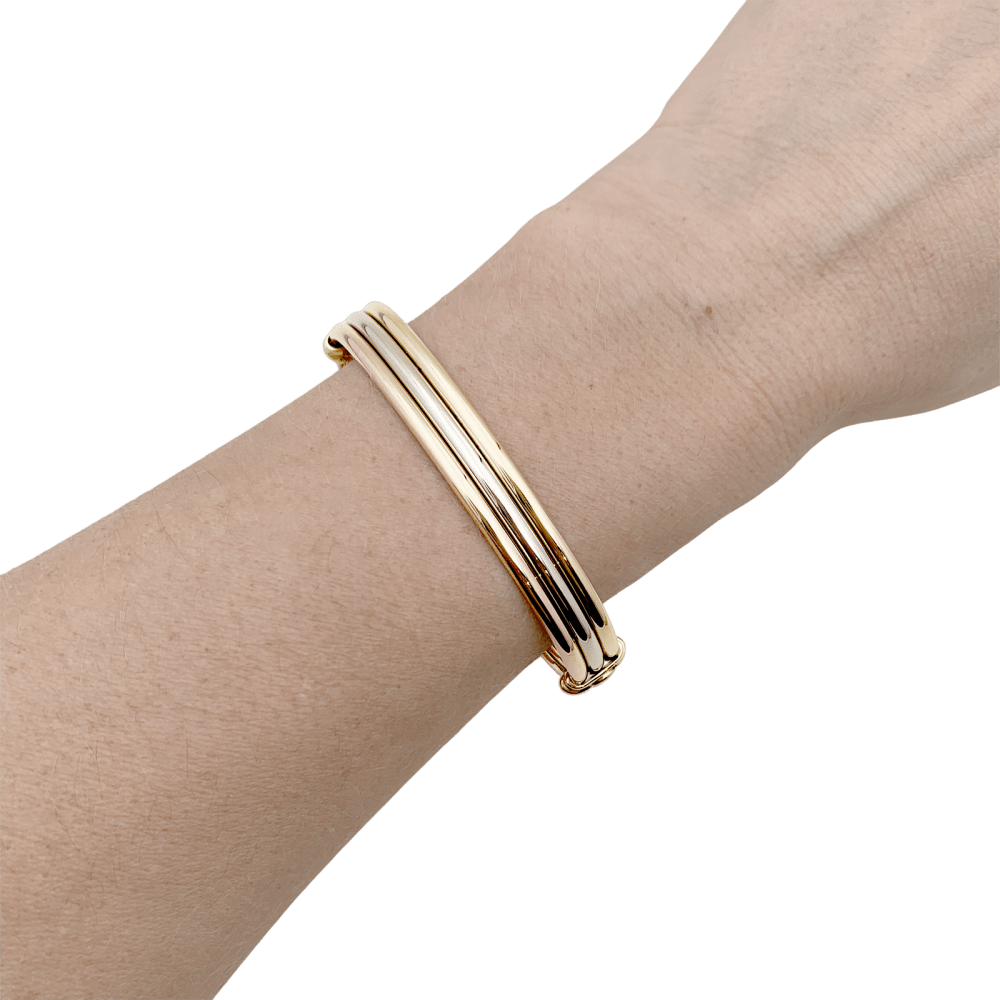 Bracelet Jonc CARTIER "Vétéran" en or jaune, or blanc et or rose - Castafiore