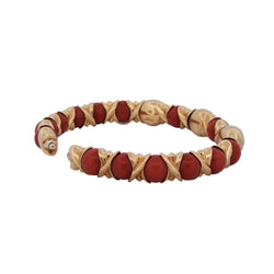 Bracelet Jonc CHANTECLER CAPRI en or jaune, corail et diamants - Castafiore
