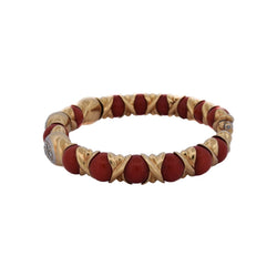 Bracelet Jonc CHANTECLER CAPRI en or jaune, corail et diamants - Castafiore