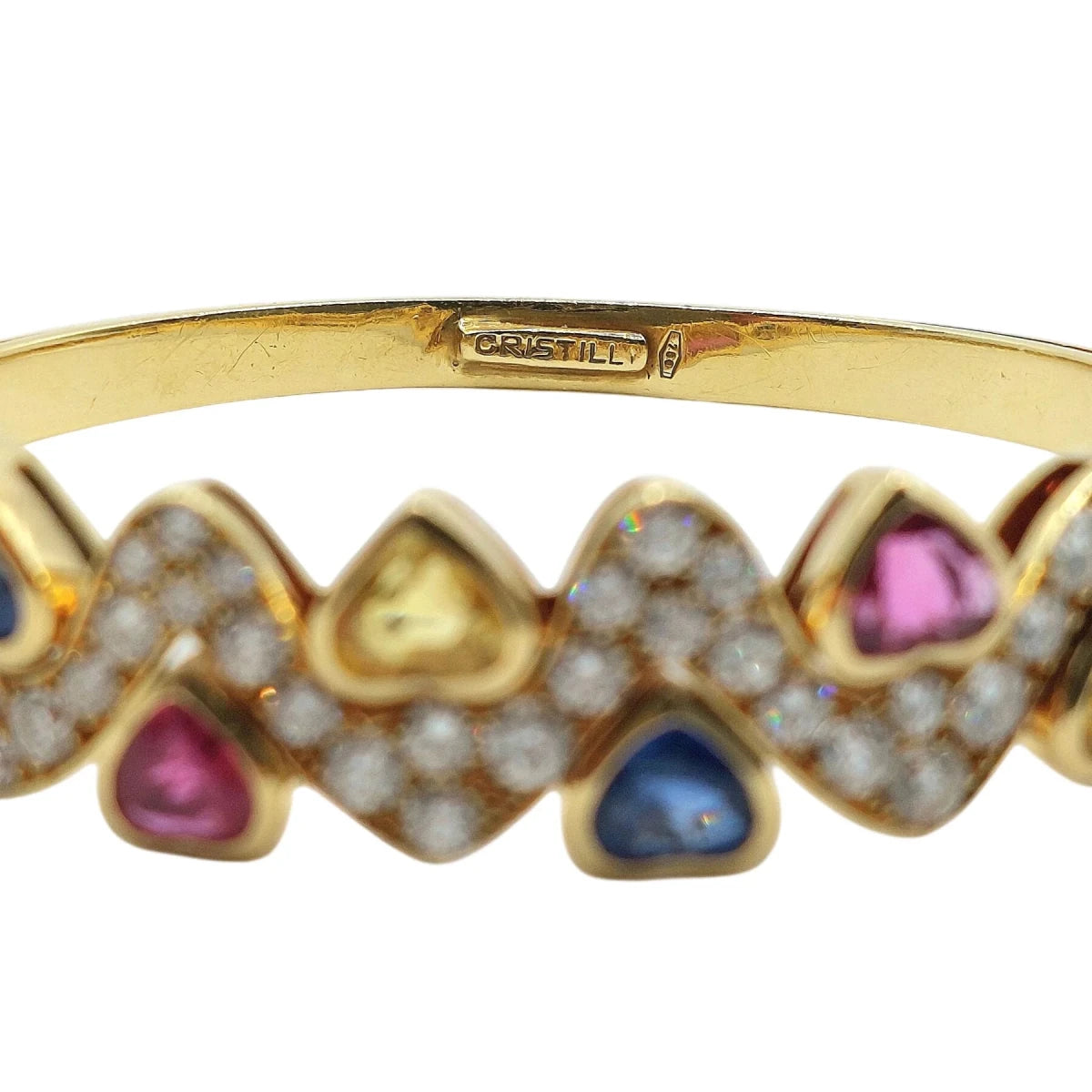 Bracelet Jonc CRISTILLI en or jaune, saphirs et diamants - Castafiore