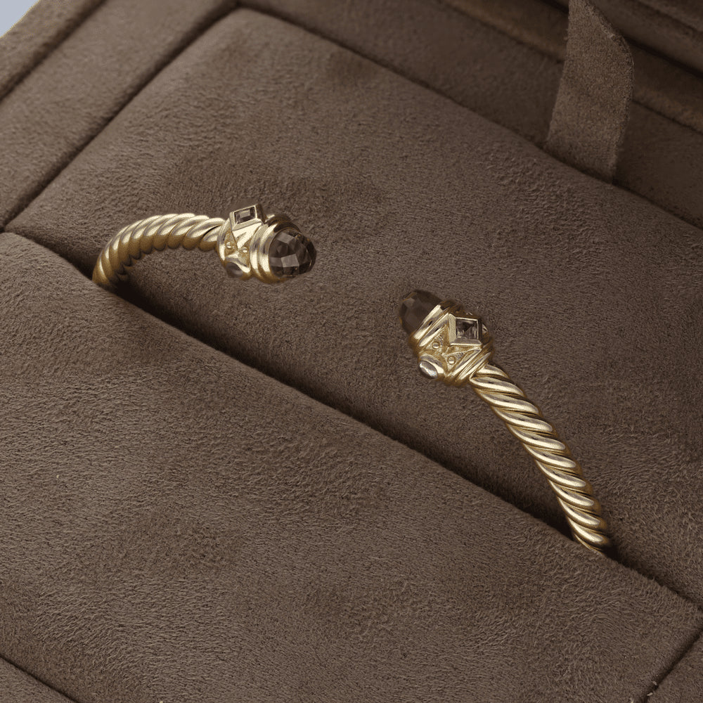 Bracelet Jonc DAVID YURMAN "Renaissance Cable Spira" en or jaune et cabochons - Castafiore