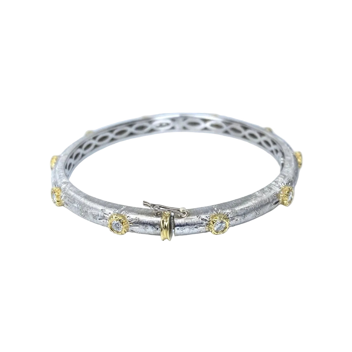 Bracelet jonc en or blanc et diamants - Castafiore