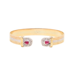 Bracelet Jonc en or blanc, or jaune, or rose, rubis et diamants - Castafiore