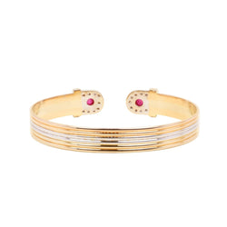 Bracelet Jonc en or blanc, or jaune, or rose, rubis et diamants - Castafiore