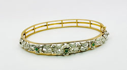Bracelet Jonc en or jaune, argent, émeraudes et diamants - Castafiore