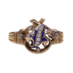 Bracelet Jonc en or jaune, émail et diamants - Castafiore