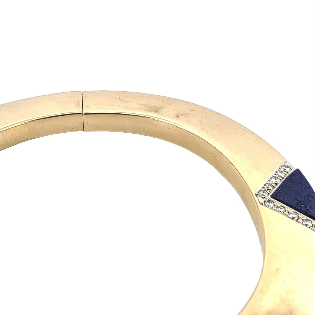 Bracelet Jonc en or jaune, lapis - lazuli et diamants - Castafiore