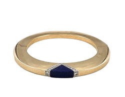 Bracelet Jonc en or jaune, lapis - lazuli et diamants - Castafiore