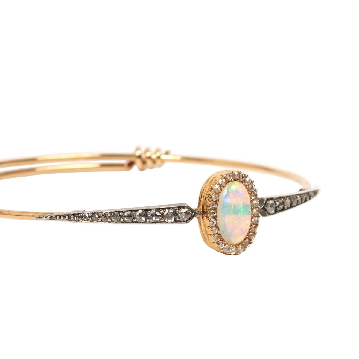 Bracelet Jonc en or jaune, opale et diamants - Castafiore