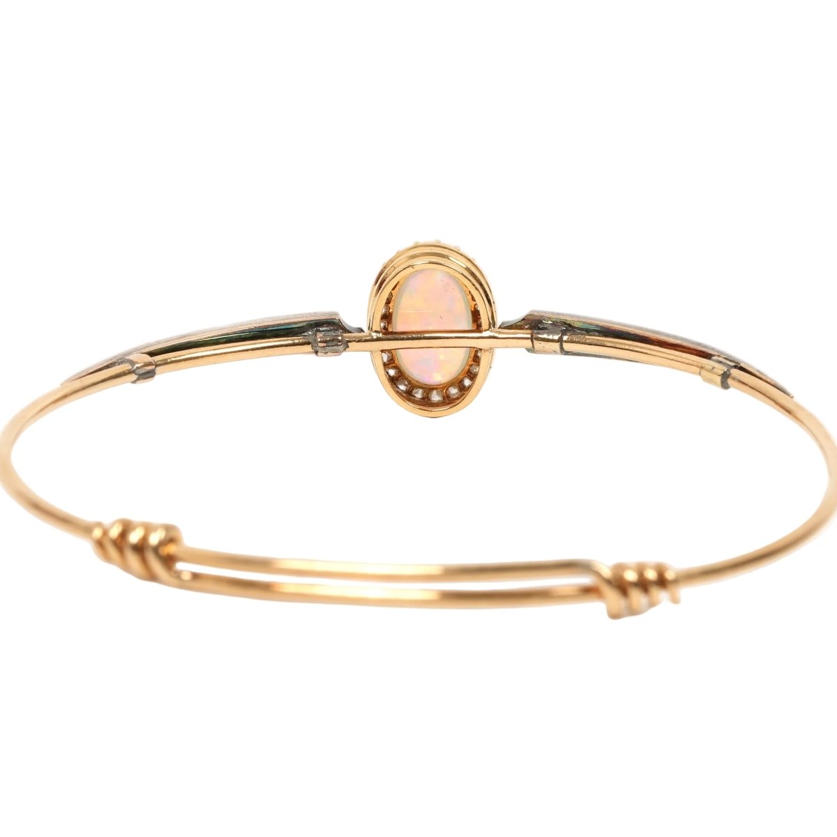 Bracelet Jonc en or jaune, opale et diamants - Castafiore