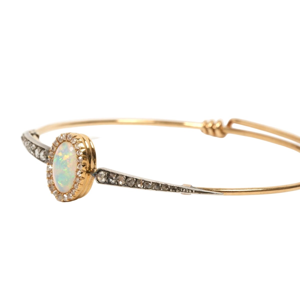 Bracelet Jonc en or jaune, opale et diamants - Castafiore