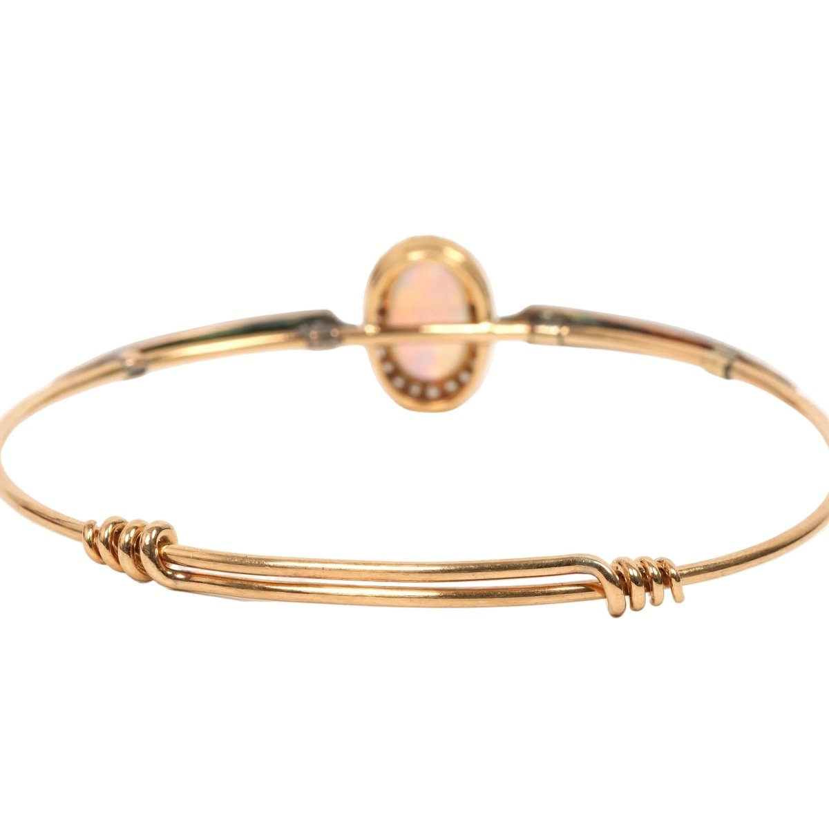 Bracelet Jonc en or jaune, opale et diamants - Castafiore