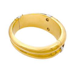 Bracelet Jonc en or jaune, or blanc, oeil de tigre et diamants - Castafiore