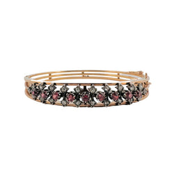 Bracelet Jonc en or rose, argent, grenats et diamants - Castafiore