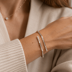Bracelet Jonc en or rose et diamants - Castafiore