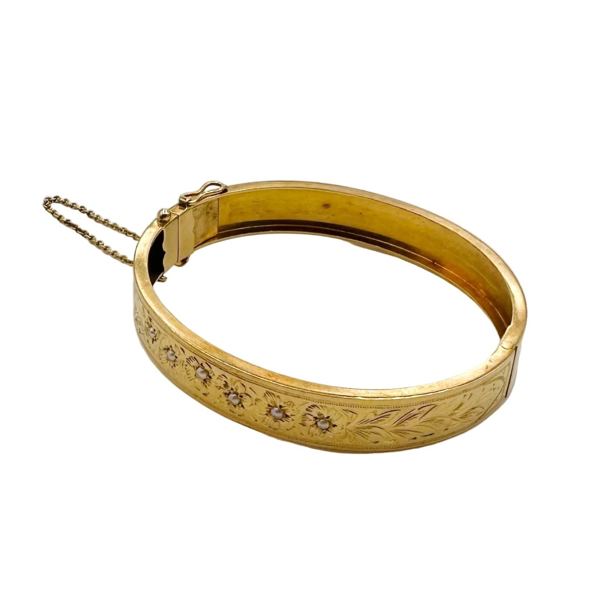 Bracelet Jonc en or rose et perles - Castafiore