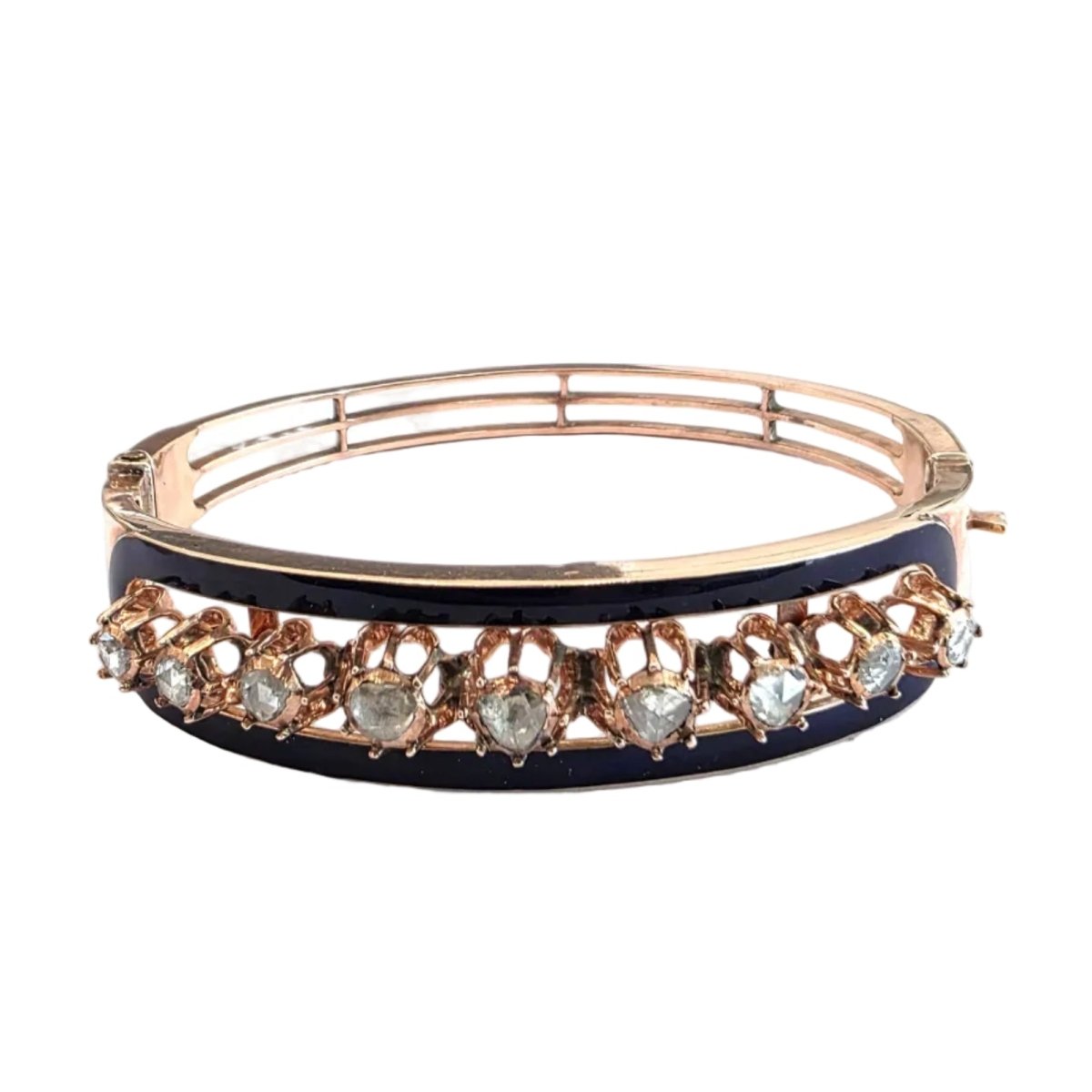 Bracelet Jonc en platine, émail et diamants - Castafiore