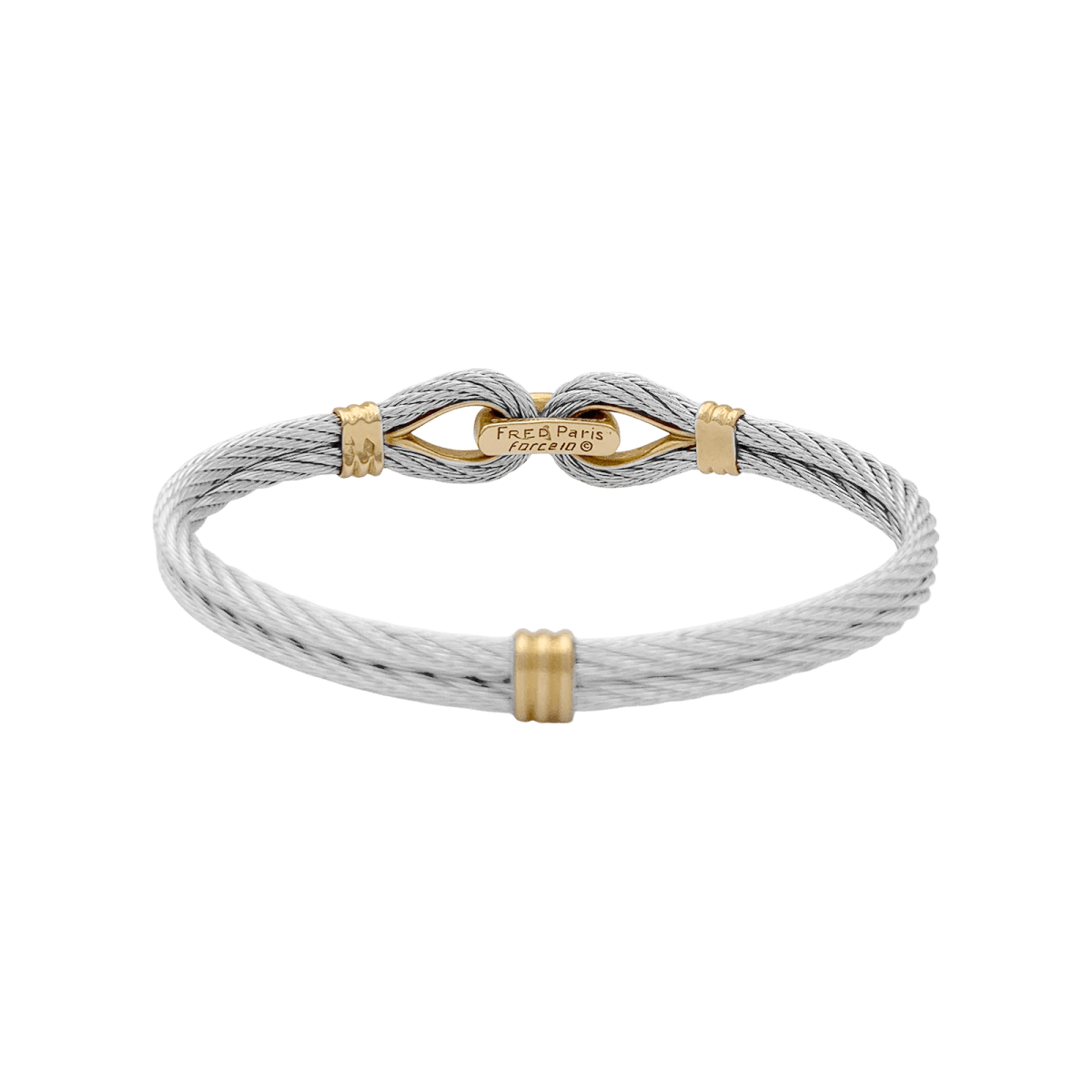 Bracelet Jonc FRED "Force 10" en or jaune et acier - Castafiore