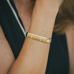 Bracelet Jonc HERMÈS en or blanc, or jaune et diamants - Castafiore