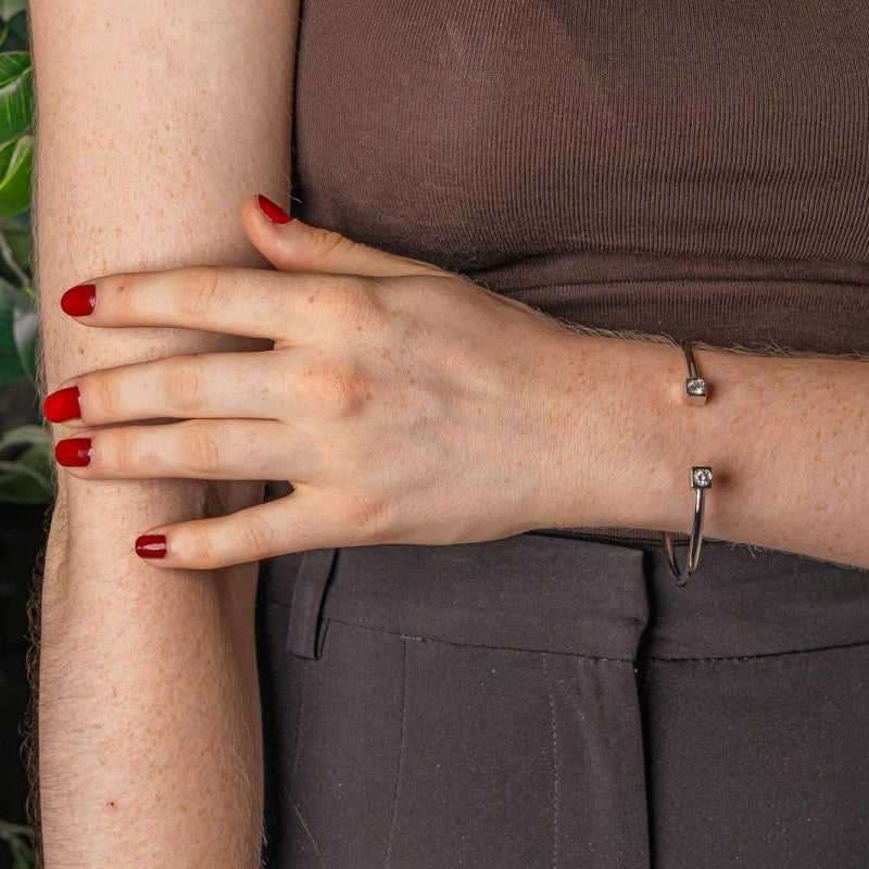 Bracelet Jonc Or blanc Diamant - Castafiore
