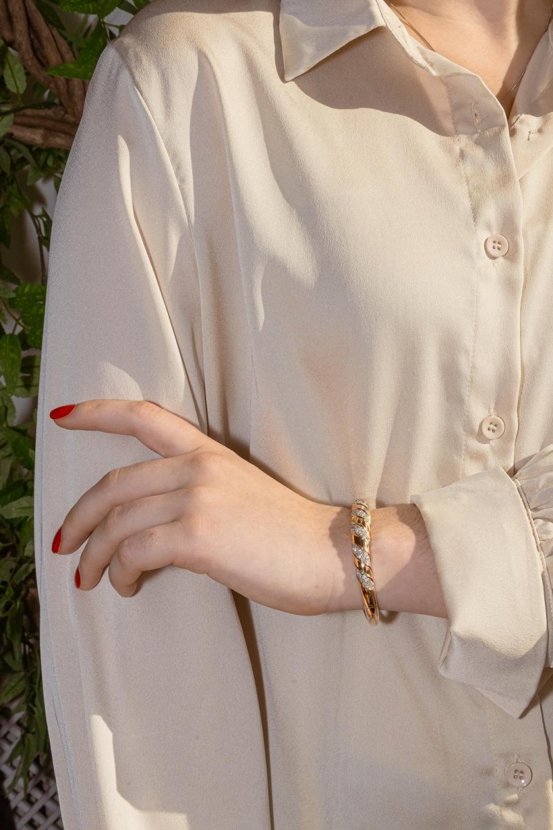 Bracelet Jonc Or rose Diamant - Castafiore