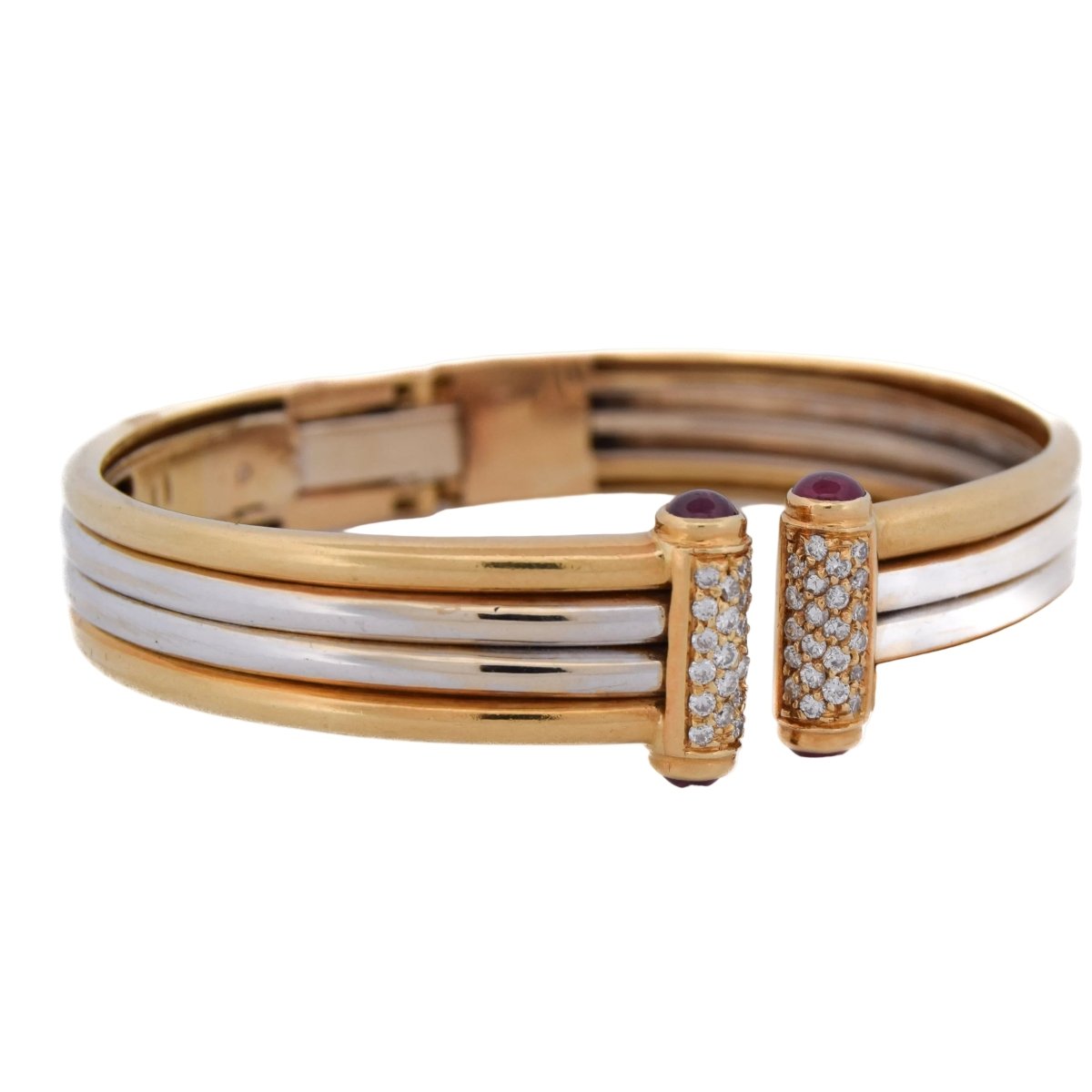 Bracelet Jonc PIAGET en or jaune, rubis et diamants - Castafiore