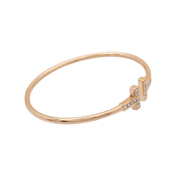Bracelet Jonc TIFFANY & CO "Wire" en or rose et diamants - Castafiore