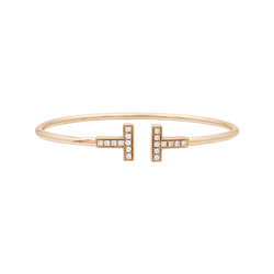 Bracelet Jonc TIFFANY & CO "Wire" en or rose et diamants - Castafiore