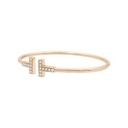 Bracelet Jonc TIFFANY & CO "Wire" en or rose et diamants - Castafiore