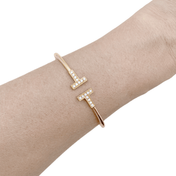 Bracelet Jonc TIFFANY & CO "Wire" en or rose et diamants - Castafiore