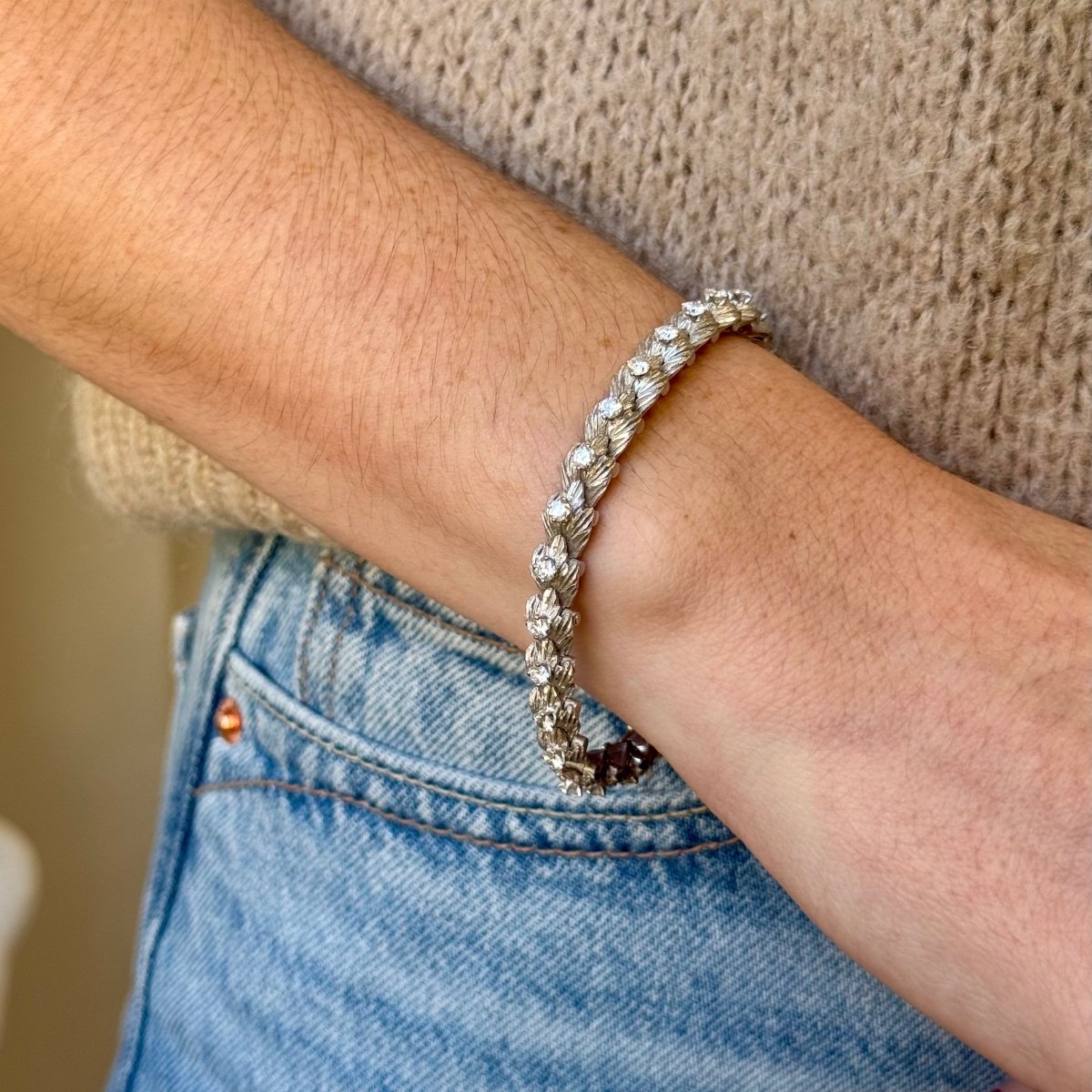 Bracelet Ligne en or blanc et diamants - Castafiore