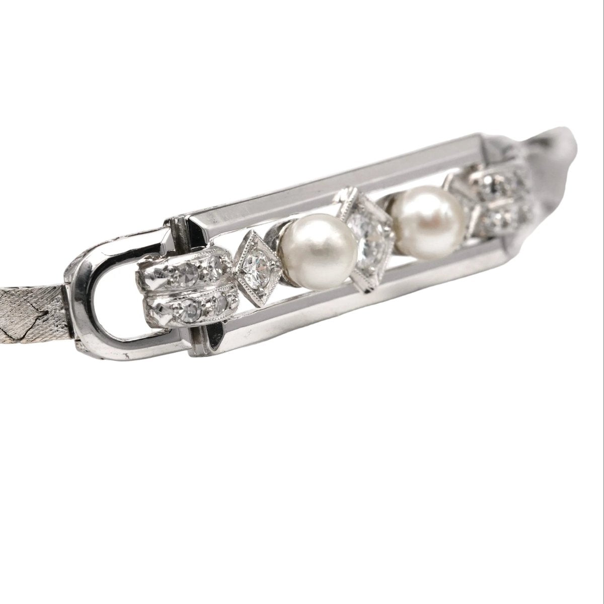 Bracelet Ligne en or blanc, perles et diamants - Castafiore