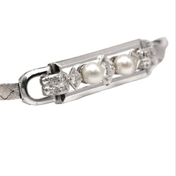 Bracelet Ligne en or blanc, perles et diamants - Castafiore