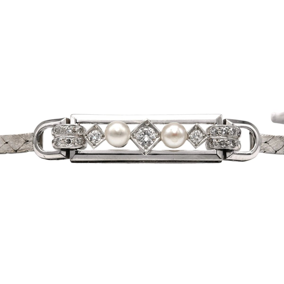 Bracelet Ligne en or blanc, perles et diamants - Castafiore