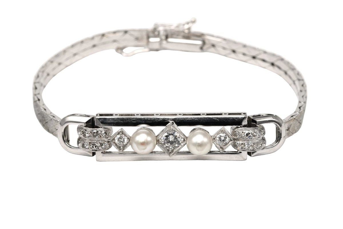 Bracelet Ligne en or blanc, perles et diamants - Castafiore