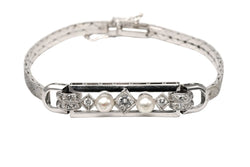 Bracelet Ligne en or blanc, perles et diamants - Castafiore
