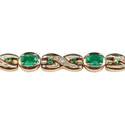 Bracelet Ligne en or jaune, émeraudes et diamants - Castafiore