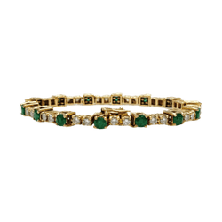 Bracelet Ligne en or jaune, émeraudes et diamants - Castafiore