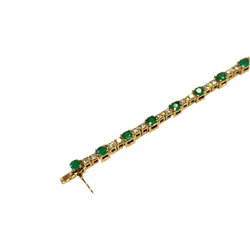 Bracelet Ligne en or jaune, émeraudes et diamants - Castafiore