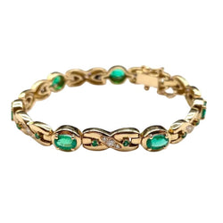Bracelet Ligne en or jaune, émeraudes et diamants - Castafiore