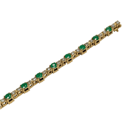 Bracelet Ligne en or jaune, émeraudes et diamants - Castafiore