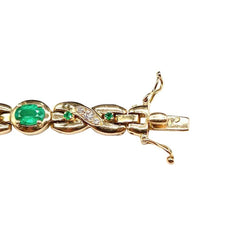 Bracelet Ligne en or jaune, émeraudes et diamants - Castafiore